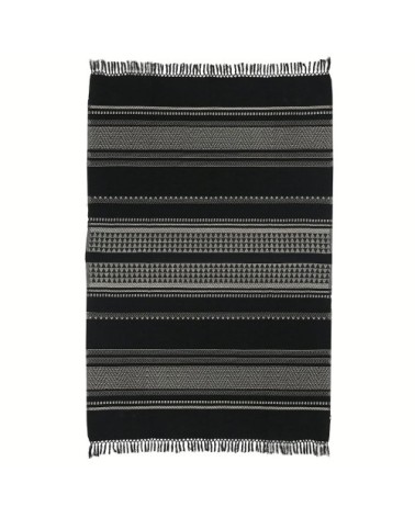 Plaid noir en coton à rayures natives 240x270