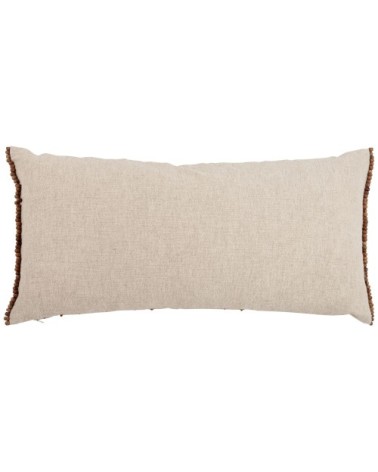 Coussin en coton et lin mélangés à motif imprimé brodé multicolore 70x35