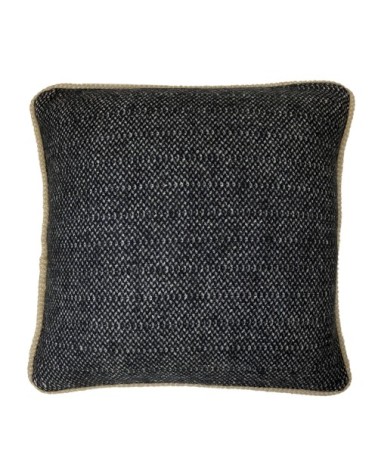 Coussin carré en laine recyclée noir corbeau 50x50