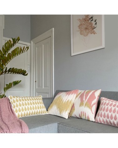 Coussin botanique tricoté d'or 35x60