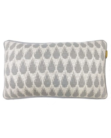 Coussin botanique tricoté gris clair 35x60