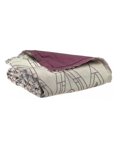 Edredon  en lin bordeaux 80 x 180