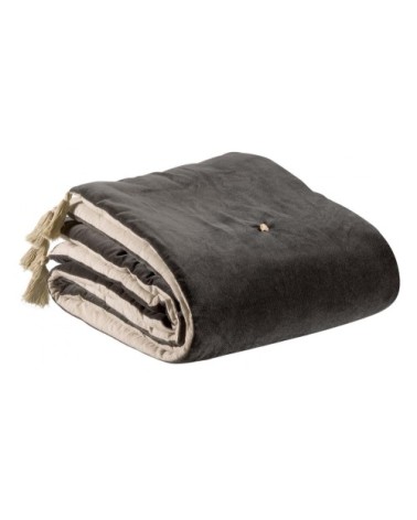 Edredon pompons  en coton tonnerre 80 x 180