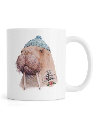 Mug en céramique en bleu & marron