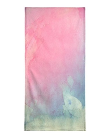 Serviette de plage en éponge-velours en bleu & rose 90x180