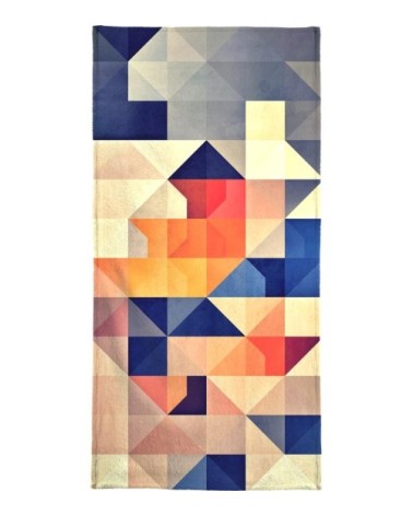 Serviette de plage en éponge-velours en blanc ivoire & bleu 90x180