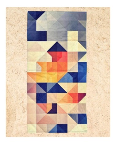 Serviette de plage en éponge-velours en blanc ivoire & bleu 90x180