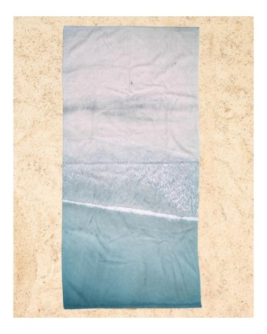 Serviette de plage en éponge-velours en bleu 90x180