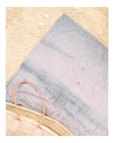 Serviette de plage en éponge-velours en bleu 90x180