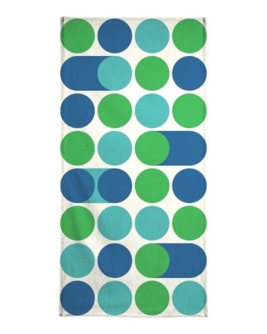 Serviette de plage en éponge-velours en bleu & turquoise 90x180