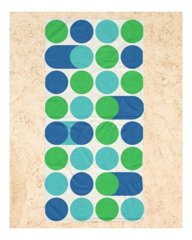 Serviette de plage en éponge-velours en bleu & turquoise 90x180