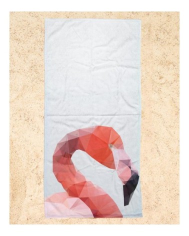 Serviette de plage en éponge-velours en rose & rouge 90x180