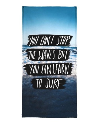 Serviette de plage en éponge-velours en blanc & bleu 90x180