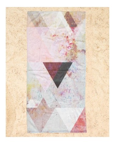 Serviette de plage en éponge-velours en blanc ivoire & rose 90x180