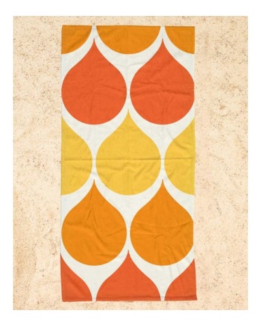 Serviette de plage en éponge-velours en blanc & jaune 90x180