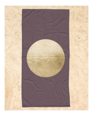 Serviette de plage en éponge-velours en gris & marron 90x180