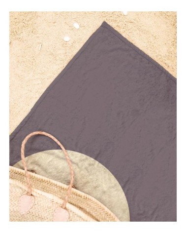 Serviette de plage en éponge-velours en gris & marron 90x180