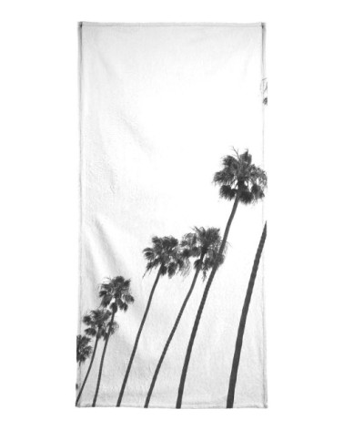 Serviette de plage en éponge-velours en blanc & gris 90x180