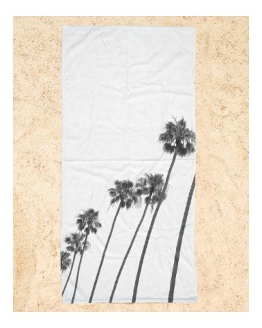 Serviette de plage en éponge-velours en blanc & gris 90x180