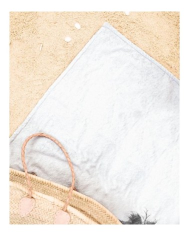 Serviette de plage en éponge-velours en blanc & gris 90x180