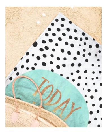 Serviette de plage en éponge-velours en blanc & noir 90x180