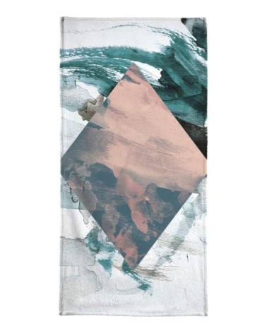 Serviette de plage en éponge-velours en blanc ivoire & gris 90x180