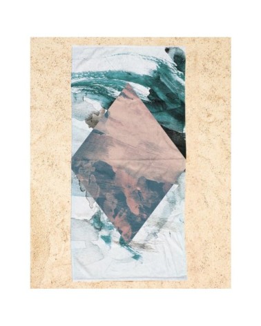 Serviette de plage en éponge-velours en blanc ivoire & gris 90x180