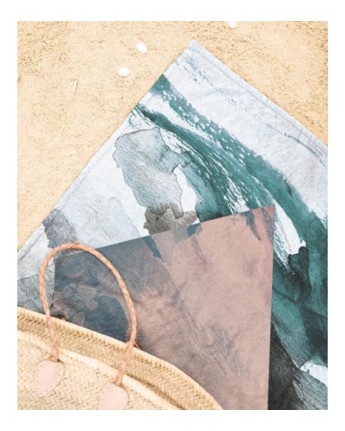 Serviette de plage en éponge-velours en blanc ivoire & gris 90x180