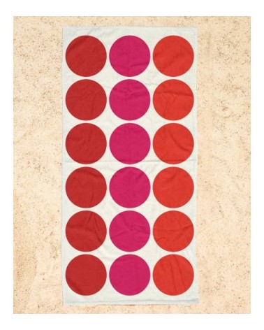 Serviette de plage en éponge-velours en blanc & rose 90x180