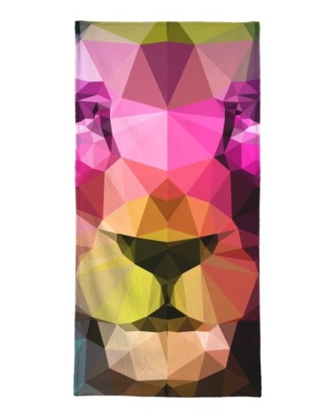 Serviette de plage en éponge-velours en jaune & multicolore 90x180