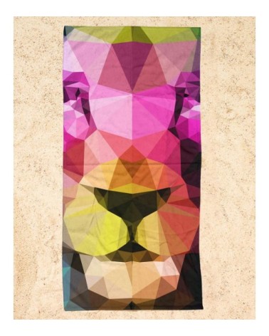 Serviette de plage en éponge-velours en jaune & multicolore 90x180