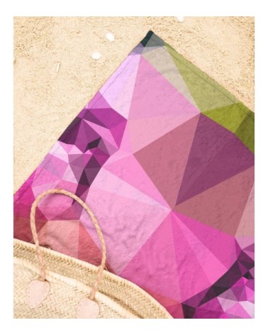 Serviette de plage en éponge-velours en jaune & multicolore 90x180