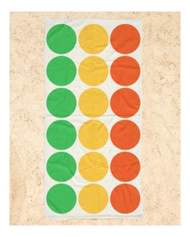 Serviette de plage en éponge-velours en jaune & vert 90x180