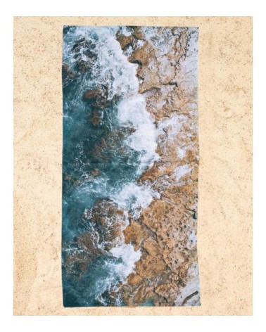 Serviette de plage en éponge-velours en bleu 90x180