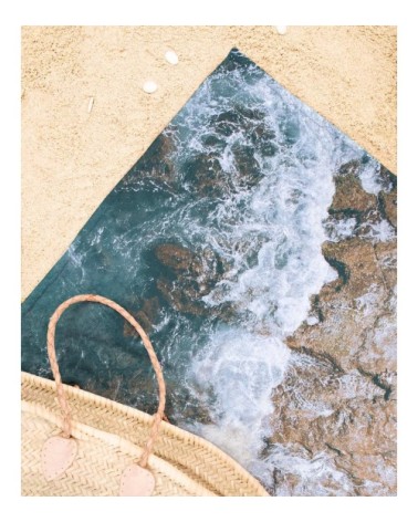 Serviette de plage en éponge-velours en bleu 90x180