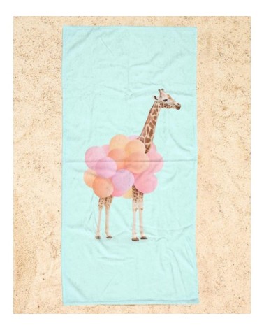 Serviette de plage en éponge-velours en rose & turquoise 90x180