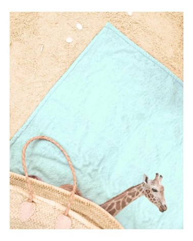 Serviette de plage en éponge-velours en rose & turquoise 90x180