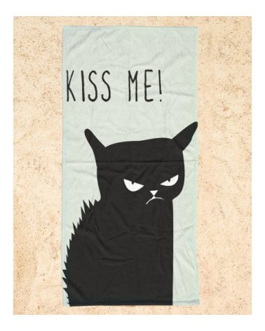 Serviette de plage en éponge-velours en blanc & gris 90x180