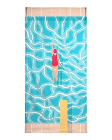 Serviette de plage en éponge-velours en bleu &  90x180