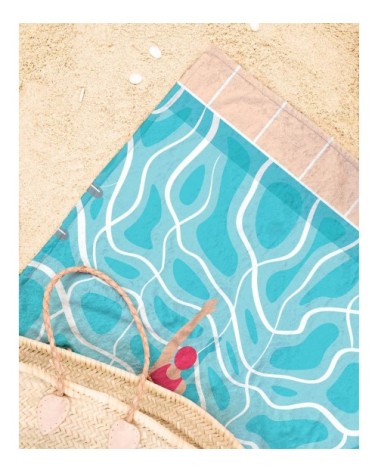 Serviette de plage en éponge-velours en bleu &  90x180