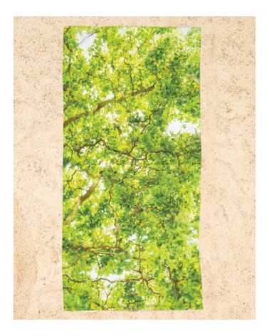 Serviette de plage en éponge-velours en blanc & vert 90x180