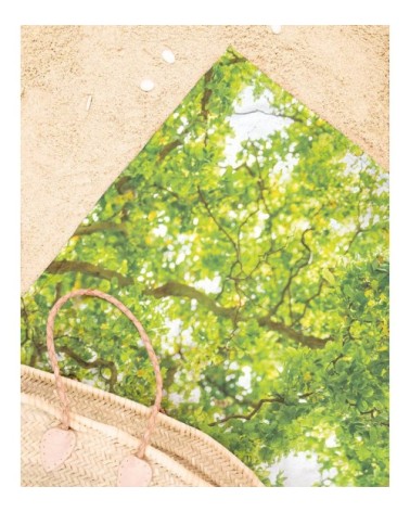 Serviette de plage en éponge-velours en blanc & vert 90x180