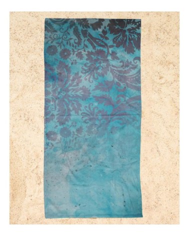 Serviette de plage en éponge-velours en bleu & gris 90x180