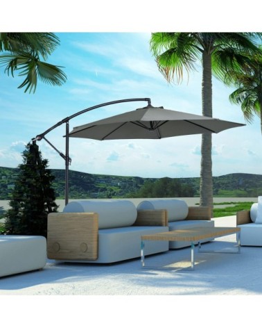 Parasol déporté octogonal inclinable gris