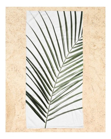 Serviette de plage en éponge-velours en blanc & vert 90x180