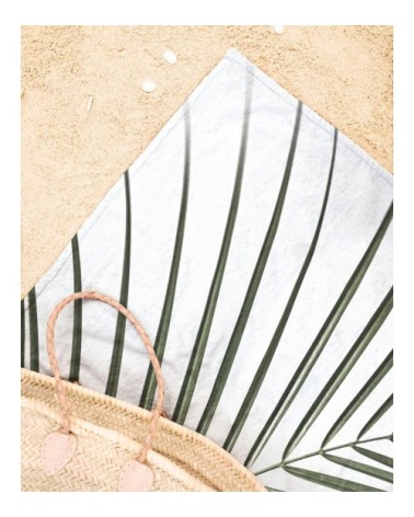 Serviette de plage en éponge-velours en blanc & vert 90x180