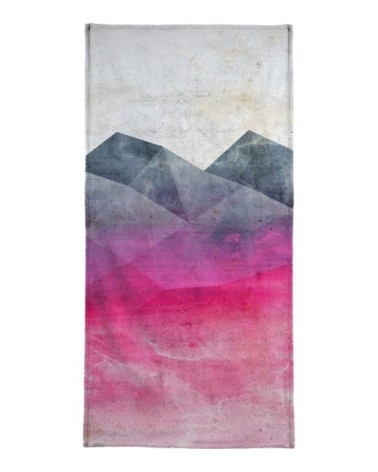 Serviette de plage en éponge-velours en gris & rose 90x180