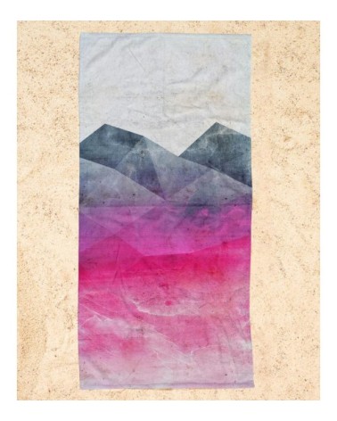 Serviette de plage en éponge-velours en gris & rose 90x180