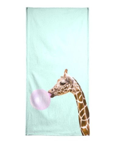 Serviette de plage en éponge-velours en marron & rose 90x180