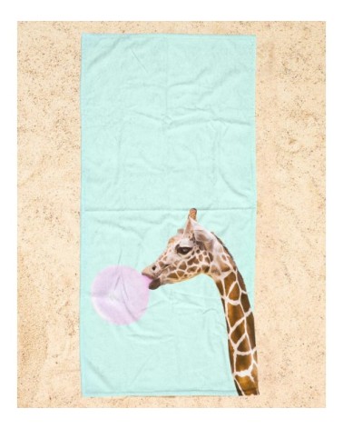 Serviette de plage en éponge-velours en marron & rose 90x180